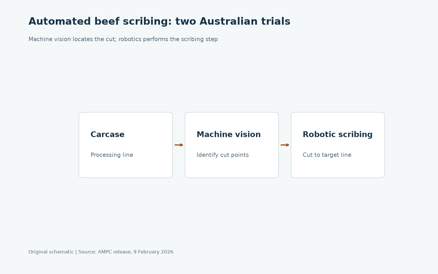 Original schematic of machine vision and robotic beef scribing workflow